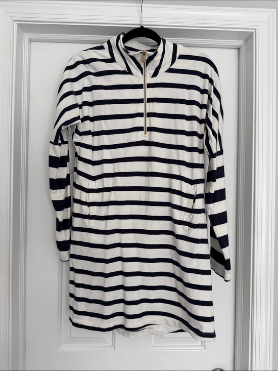Addison Bay Dresses & Skirts - Addison Bay Navy and White Striped Half-Zip Dress